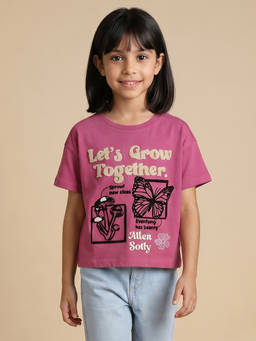 Allen Solly - Girls Pink Graphic Printed Casual T-shirt