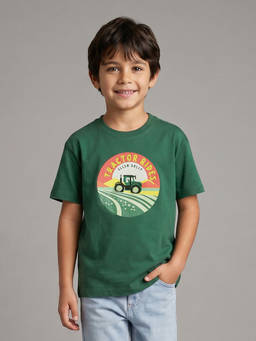 Allen Solly - Boys Green Graphic Printed Crew Neck T-shirt