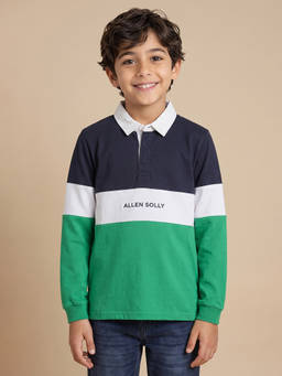 Allen Solly - Boys Multi-Color Colorblock Polo Neck T-shirt