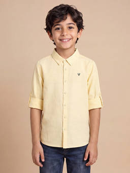 Allen Solly - Boys Yellow Textured Casual Shirt