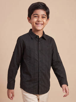 Allen Solly - Boys Black Cotton Collar Neck Shirt