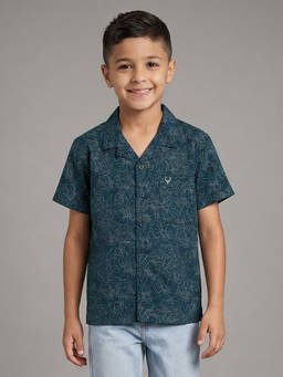 Allen Solly - Boys Blue Cotton Collar Neck Shirt
