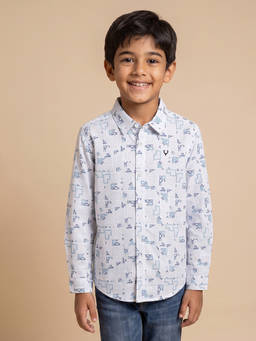 Allen Solly - Boys Blue Cotton Collar Neck Shirt