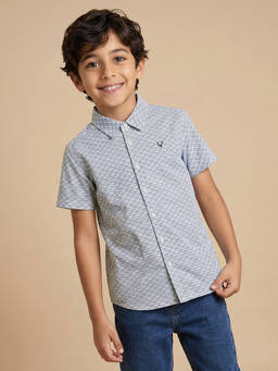 Allen Solly - Boys Grey Cotton Collar Neck Shirt