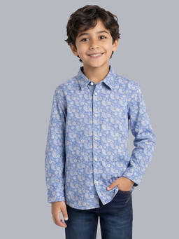 Allen Solly - Boys Navy Blue Cotton Collar Neck Shirt