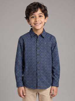 Allen Solly - Boys Navy Blue Casual Shirt