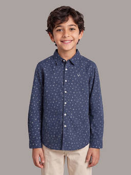 Allen Solly - Boys Navy Blue Print Casual Shirt