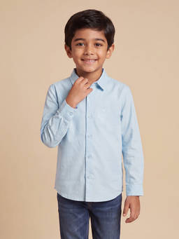 Allen Solly - Boys Light Blue Solid Casual Shirt