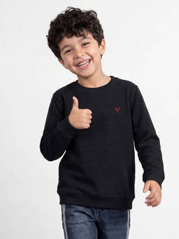 Allen Solly - Boys Navy Blue Solid Sweatshirt