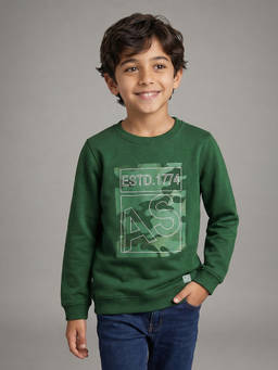 Allen Solly - Boys Green Graphic Sweatshirt