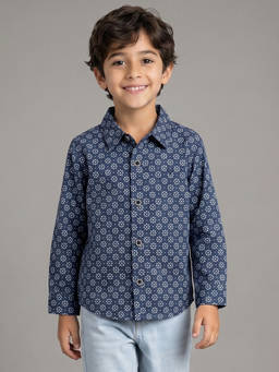 Allen Solly - Boys Navy Print Casual Shirt