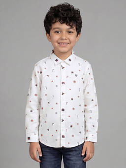 Allen Solly - Boys White Print Casual Shirt