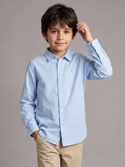 Allen Solly - Boys Light Blue Solid Casual Shirt