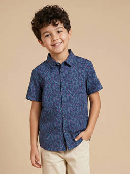 Allen Solly - Navy Blue Cotton Regular Shirt