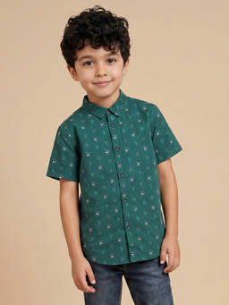 Allen Solly - Green Cotton Regular Shirt