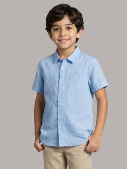Allen Solly - Boys Light Blue Solid Casual Shirt