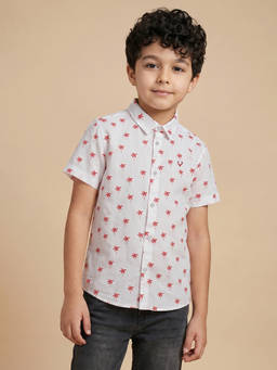 Allen Solly - Boys White Print Casual Shirt