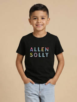 Allen Solly - Boys Black Typograpic Print Crew Neck T-shirt