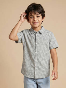 Allen Solly - Grey Printed Half Sleeves Casual Shirt
