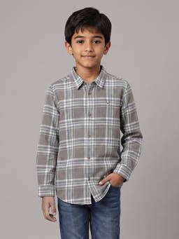 Allen Solly - Grey Checks Full Sleeves Casual Shirt