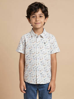 Allen Solly - Boys White Printed Casual Shirt