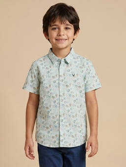Allen Solly - Boys Green Printed Casual Shirt