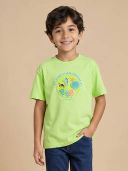 Allen Solly - Boys Light Green Embroidered Crew Neck T-Shirt