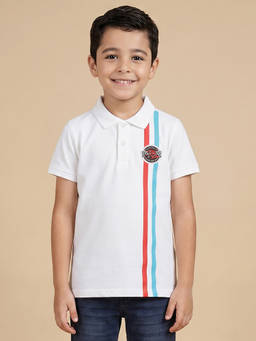 Allen Solly - Boys White Stripes Polo T-Shirt