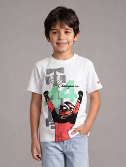 Allen Solly - Boys White Graphic Print Crew Neck T-Shirt