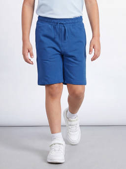 Allen Solly - Blue Cotton Slit Pocket Solid Shorts