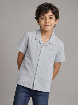 Allen Solly - Boys Grey Regular Fit Textured Casual Shirt