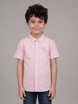Allen Solly - Boys Pink Regular Fit Solid Casual Shirt