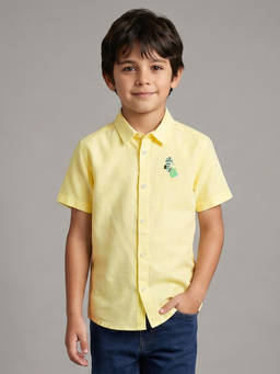 Allen Solly - Boys Yellow Cotton Regular Fit Shirt