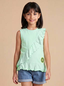 Allen Solly Junior - Girls Green Solid Plain Top