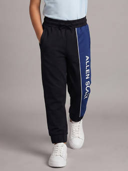 Allen Solly Junior - Boys Black Regular Fit Patterned Track Pants