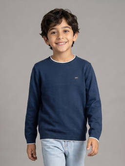 Allen Solly Junior - Boys Navy Solid Regular Fit Sweatshirt