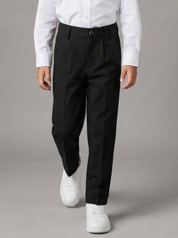 Allen Solly Junior - Boys Black Slim Fit Solid Trousers