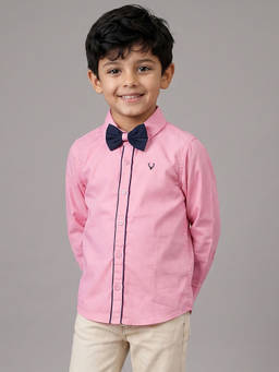 Allen Solly Junior - Boys Pink Slim Fit Solid Casual Shirt