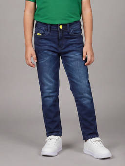 Allen Solly Junior - Boys Navy Blue Blended Fabric Solid Jeans