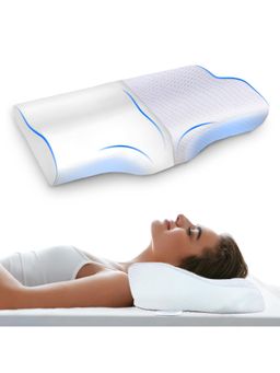 SLEEPSIA - Cervical Orthopedic Contour Pillow for Neck & Shoulder Pain (White)