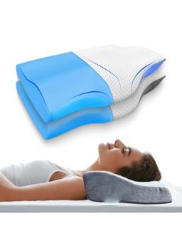 SLEEPSIA - Gel Contour Orthopedic Cervical Pillows for Neck Pain Grey-White (Set of 2)