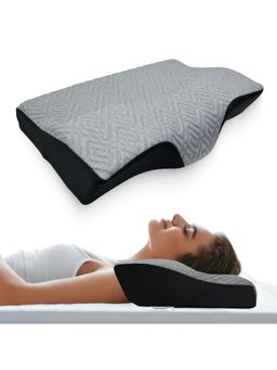 SLEEPSIA - Contour Memory Foam Cervical Pillow - Orthopedic Neck Pillow Grey