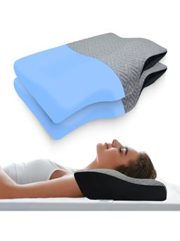 SLEEPSIA - Gel Infused Cervical Orthopedic Neck Sleeping Pillow Blue (Pack of 2)