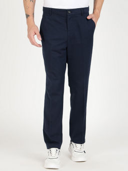 Guess - Smart Blue Solid Mid Rise Myron Dressy Trousers