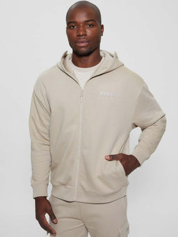 Guess - Pasadena Stone Solid Hooded Full Sleeve Kaid Sweatshirt