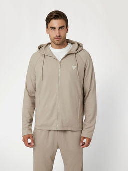 Guess - Pasadena Stone Solid Hooded Full Sleeve Bunda Sweatshirt