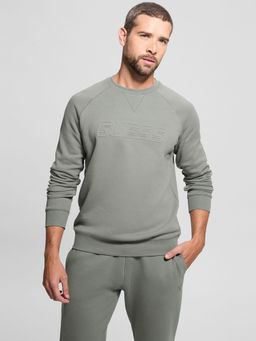 Guess - Sterling Green Solid Round Neck Full Sleeve Aldwin Sweatshirt