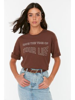 Trendyol - Women's Comfortable Brown T-shirts