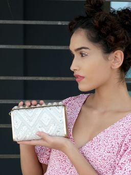 Odette - Stunning Silver Embellished Statement Sling Bag