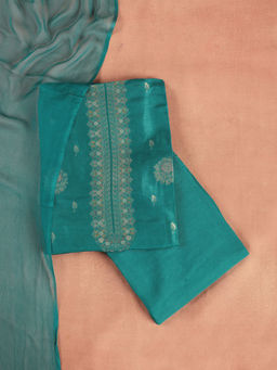 Libas - Teal Floral Embroidered Unstitched Suit (Set of 3)